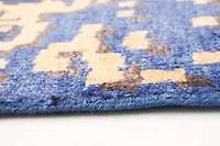 ECARPETGALLERY Tapis Noué à la Main pour Salon, Salle à Manger et Chambre à Coucher Transitionnel Collection Jules Oushak 7'1" x 9'11" en Bleu