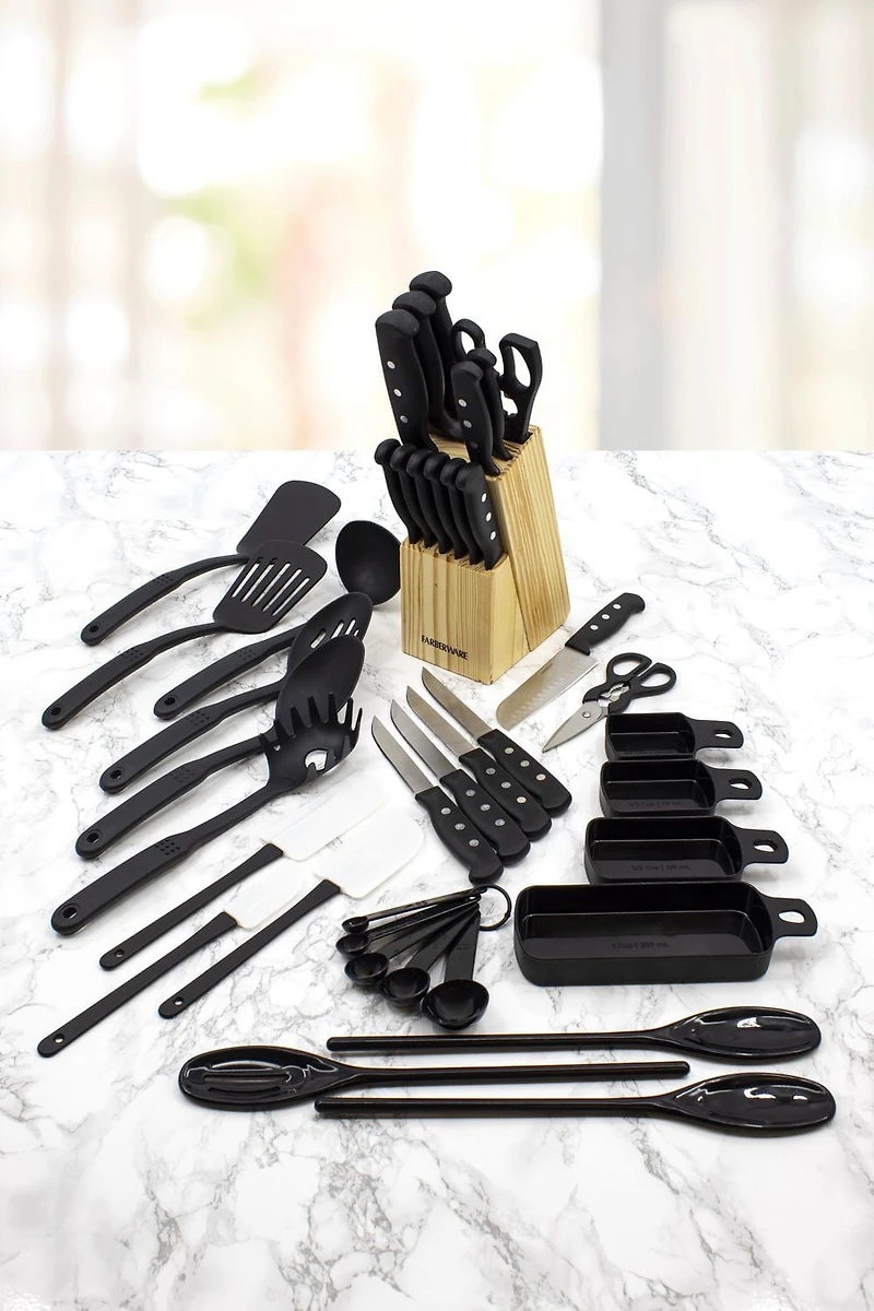 Farberware 40-Piece Cutlery and Tool Set, Black