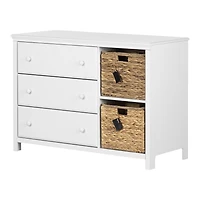 Meubles South Shore, collection Cotton Candy, Commode 3 tiroirs avec paniers Blanc Pure