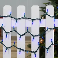 Lot de 100 lumières de Noël à DEL bleu M5 avec fil vert, 21 pieds, Holiday Time Espace entre les ampoules de 3,25 po (8,2 cm)