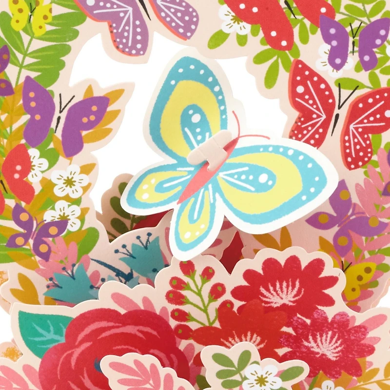 Carte en relief, Paper Wonder de Hallmark (Fleurs et papillons) pour la fête des Mères, le printemps, les fêtes, « Je pense à toi », félicitations, ou les autres occasions