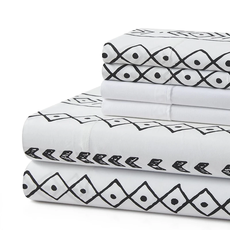 Marina Decoration Ultra Soft Silky Deep Pocket Rich Printed Bedding Rayon from Bamboo All Season Sheet Set with Pillowcases, Simplify Modern Geometric Pattern
