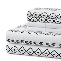 Marina Decoration Ultra Soft Silky Deep Pocket Rich Printed Bedding Rayon from Bamboo All Season Sheet Set with Pillowcases, Simplify Modern Geometric Pattern