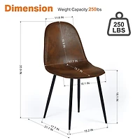 Homy Casa Lot de 4 chaises de bureau rembourrées sans accoudoirs pour espace de travail à domicile, imitation daim brun