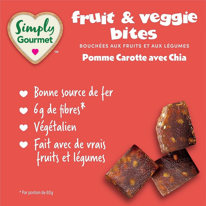 Simply Gourmet Apple Carrot with Chia Bites, Fruit & Veggie Bites