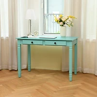 Homylin Home Office Desk with 2 Drawers, 43" Writing Computer Desk for Bedroom, Modern Green Makeup Vanity Table Desk, Study Table Writing Desk, Computer Work Station, Green