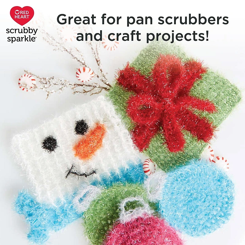 Red Heart® Scrubby Sparkle™ Fil de polyester peigné n° 4 (moyen), myrtille, 85 g, 174 yards