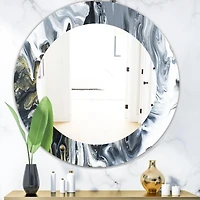 Designart 'Marbled Geode 13' Mid-Century Modern Mirror - Oval or Round Bathroom Mirror - 32x32