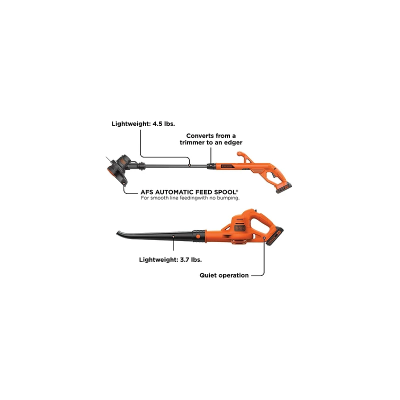 BLACK+DECKER LCC221-CA Batterie Au Lithium De 10 Po 20 V MAX* Ensemble De Taille-Bordures et Souffleur Pour Surfaces Dures