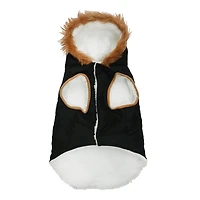 Holiday Time Vêtements pour chiens : Veste à capuche pour l'automne et l'hiver, noir avec fausses boutons, taille XS-XL