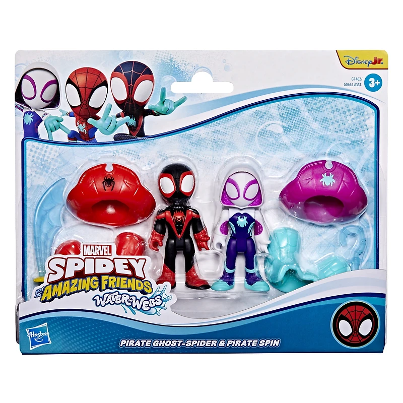 Marvel Spidey et ses Amis Extraordinaires Water-Webs, figurines Pirate Miles « Spin » Morales et Pirate Ghost-Spider