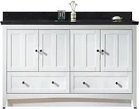 American Imaginations 59-in. W Floor Mount White Vanity Set For 3H4-in. Drilling Bianca Carara Top Biscuit UM Sink AI-17703