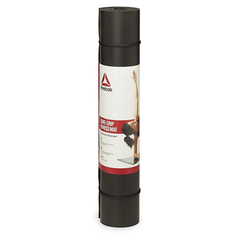Reebok Delta 5-mm  Fitness Mat, Black, Sweat Activated Ultimate Grip