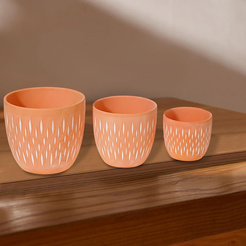 IH Casa Decor Ceramic Round Planters Clayton Set Of 3