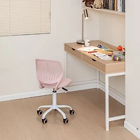 Chaise de bureau pivotante réglable Homy Casa avec assise rembourrée pour bureaux d'étude en dortoir, tissu rose