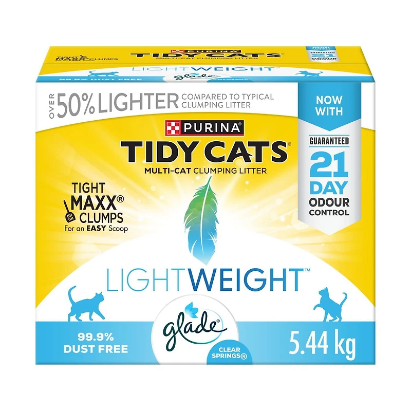 Tidy Cats LightWeight with Glade Clear Springs Multi-Cat, Clumping Cat Litter 5.44 kg, 5.44 kg