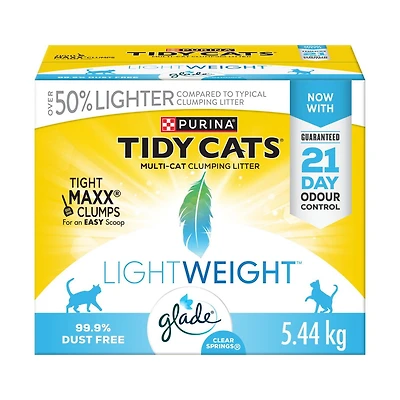 Tidy Cats Poids Plume avec Glade Source Pure Multichat, Litière Agglomérante pour Chats 5,44 kg 5,44 kg