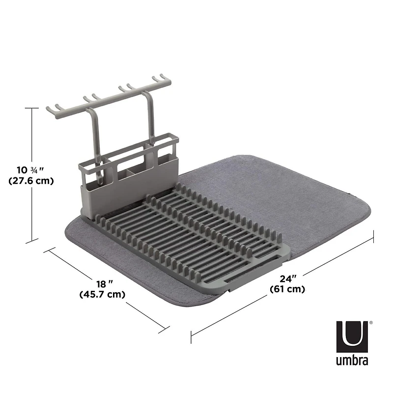 Umbra UDry Dishrack with Drying Mat,Charcoal