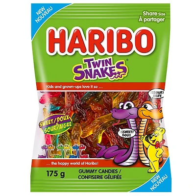 Haribo Twin Snakes Gummy Candy, No Artificial Colours, Haribo Twin Snakes