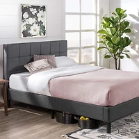 Zinus Lottie Upholstered Platform Bed Frame with Headboard, Dark Grey