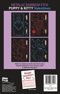 Mello Smello 16CT Rainbow Etch Metallic Puppy & Kitty Valentines Kiddie Cards