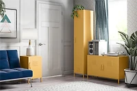 Novogratz Cache Metal Locker Style Living Room End Table, Yellow