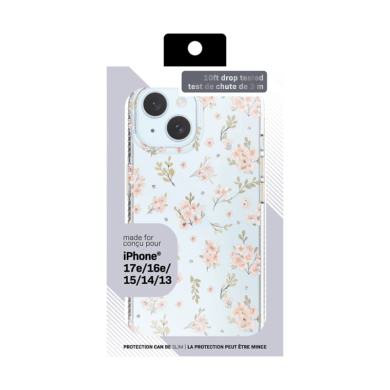 Coque de téléphone Petite Florale Rose pour iPhone 17e / iPhone 16e / iPhone 15 / iPhone 14 / iPhone 13