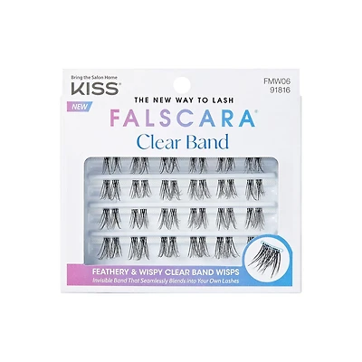 KISS FALSCARA Clear Band, Feathery & Wispy Wisps, Multipack, 24 Clusters., Clear Band, Feathery & Wispy Wisps