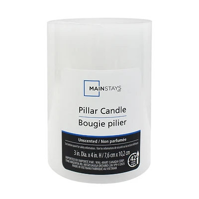 Mainstays bougies pilier blanc, non parfumé MAINSTAYS PL BOUGIE BLOC MS 3X4