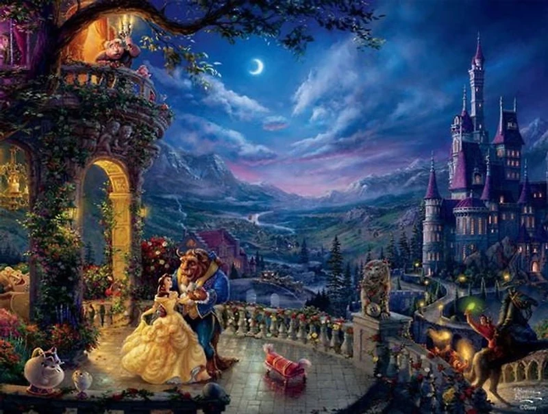 Thomas Kinkade Disney - Beauty and the Beast "Dancing in the Moonlight" - 750 pc Casse-tête