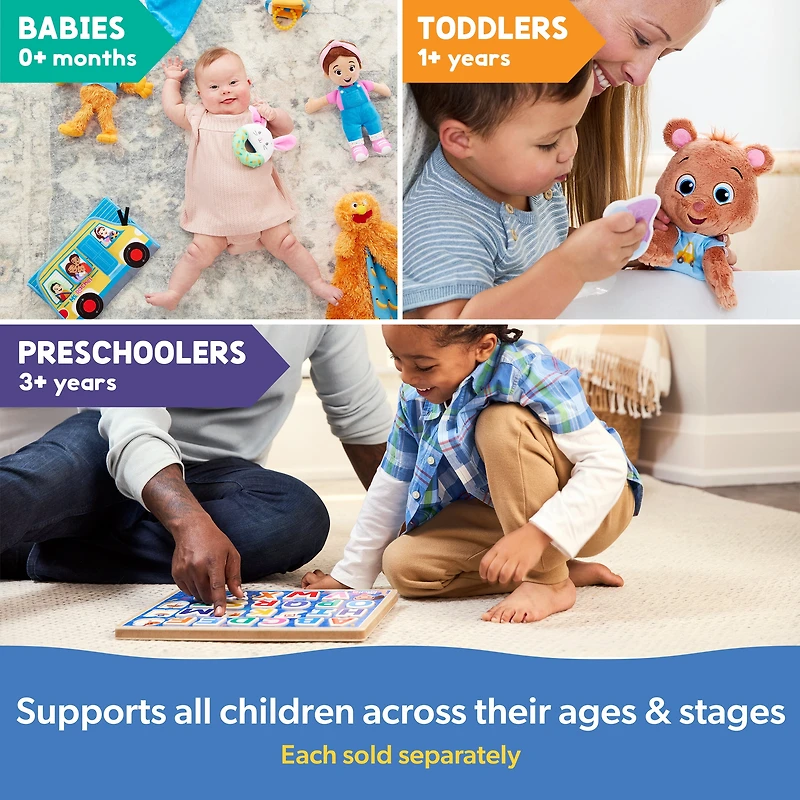 Ms. Rachel, Coffret de 4 marionnettes à doigts Les amis du zoo, lion, singe et perroquet, jouets éducatifs et marionnettes animales, jouets pour tout-petits pour filles et garçons de 6 mois à 2 ans et