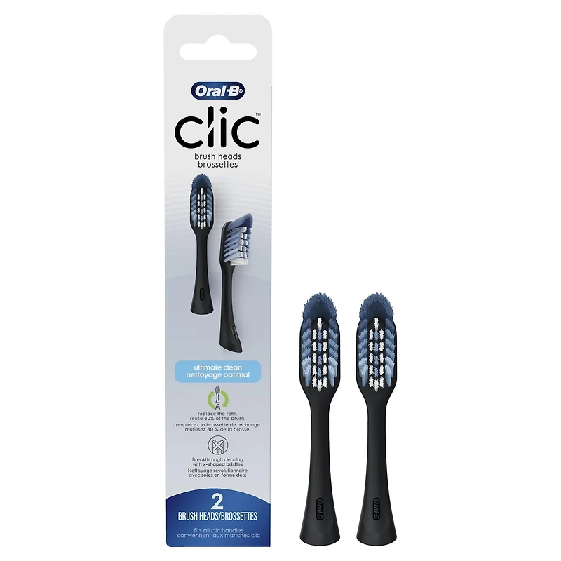 Brossettes de rechange pour brosse à dents Oral-B Clic, Nettoyage optimal, noir