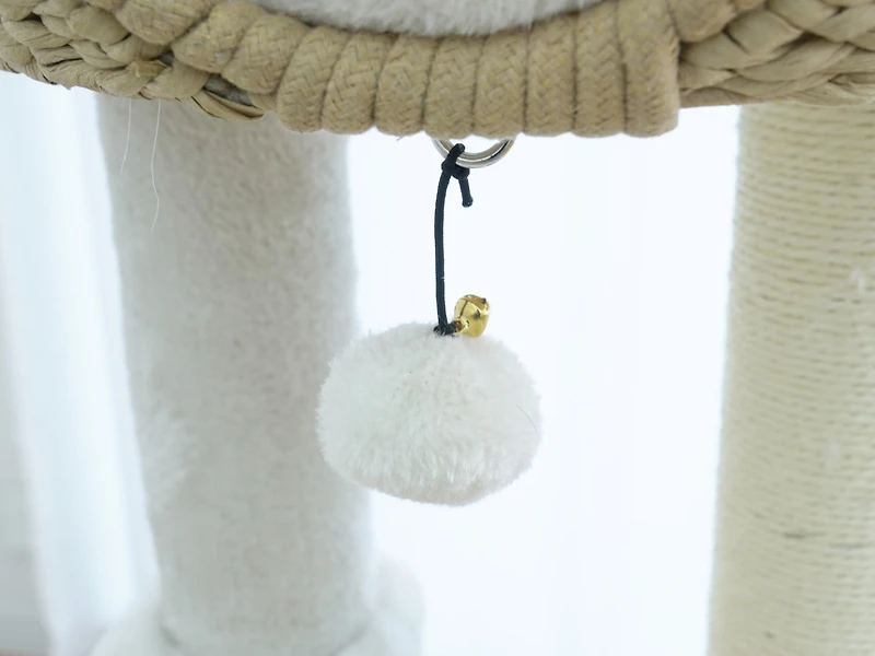 Home4Cat 48" Cat Tree with Two Handwoven Basket Bed, Hammock, Sisal Scratching Posts, Beige & Cream