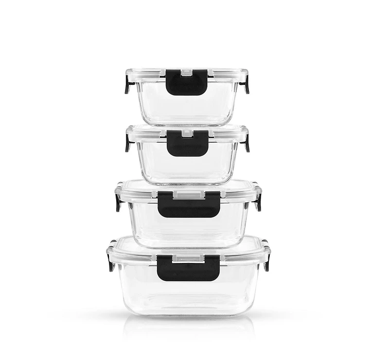 JoyFul by JoyJolt 24 Piece Glass Storage Containers with Leakproof Lids Set - Black