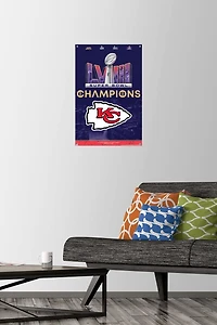 NFL Kansas City Chiefs - Super Bowl LVIII Team Logo Wall Poster with Pushpins, 22.375" x 34"