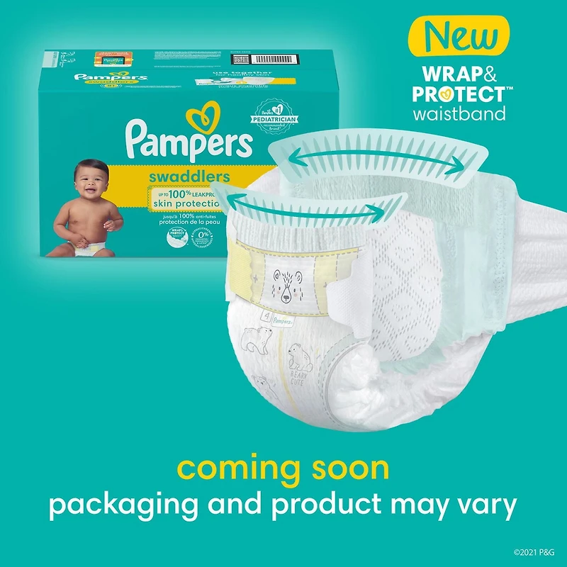 PAMPERS COUCHES SWADDLERS - FORMAT JUMBO tailles P-S, N, 1, 2, 3, 4, 5 et 6