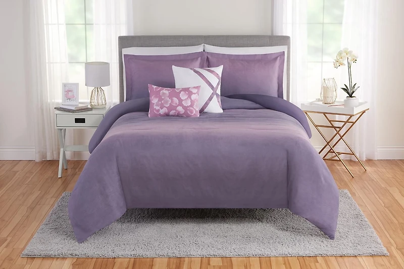 5 Piece Purple Ombre Comforter Set