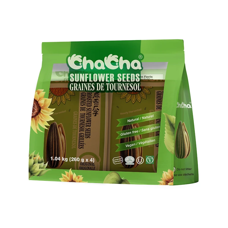 Graines de tournesol Chacha saveur originale, paquet de 4