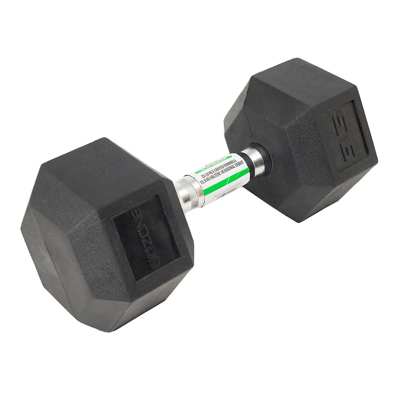 GoZone Rubber-Coated Hex Dumbbell – Black/Chrome, No-roll design