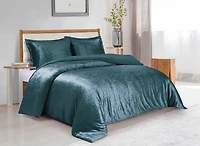 Swift Home Solid Crushed Velvet Duvet Cover Set
