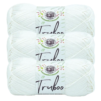 Fil Lion Brand Truboo Blanc Fil de Bambou #3 Léger/DK, 100g/ 220m, 3-Paquet