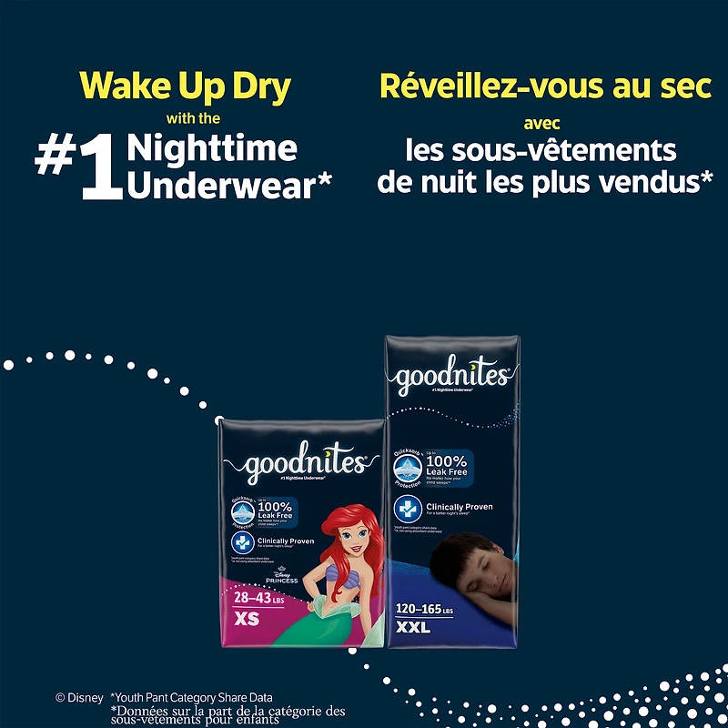 Sous-vêtements de nuit Goodnites pour garçons, L [68 à 95lb]), 46  sous-vêtements