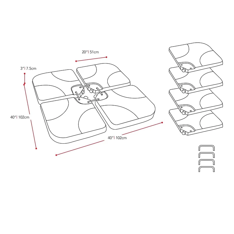 Parasol de terrasse inclinable en porte-à-faux CorLiving de 9,5 pieds avec cadre en acier, 8 bras de support et poids de base inclus