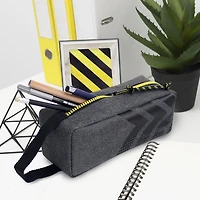 Pen+Gear Sporty 1 Zip Pencil Pouch, Grey Polyester, Yellow Zip and Pull Cord, College, Middle and High School