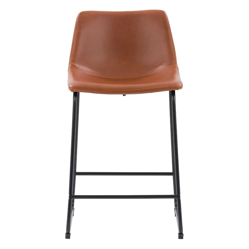 CorLiving Palmer Lot de 2 tabourets de bar d'intérieur modernes à dossier moyen, rembourrés en similicuir et hauteur comptoir