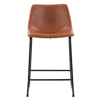 CorLiving Palmer Lot de 2 tabourets de bar d'intérieur modernes à dossier moyen, rembourrés en similicuir et hauteur comptoir