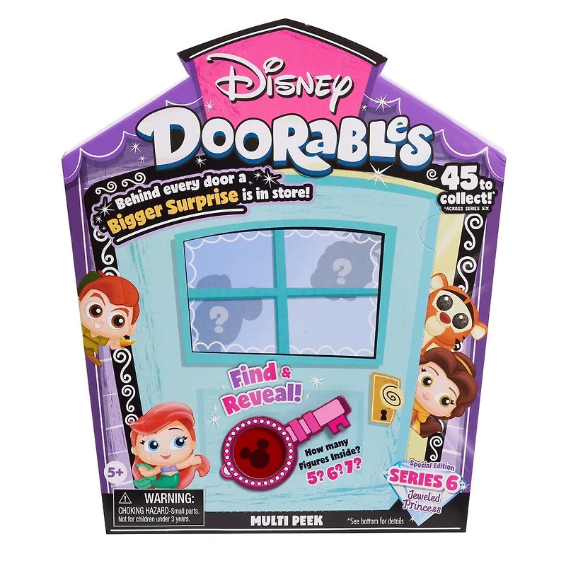 Disney Doorables Multi Peek Series 6 Jeweled Disney Princess Characters, Includes 5, 6, or 7 Collectible Mini Figures, Styles May Vary