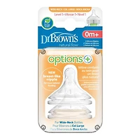 Tétines en silicone deux packet en Col large de Dr. Brown's Natural Flow Options+ vitesse 1