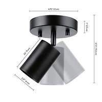 Plafonnier projecteur à une tête Pratt, noir mat