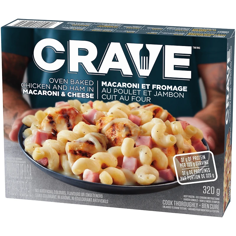 CRAVE Oven Baked Chicken and Ham in Macaroni & Cheese, Frozen, 320g